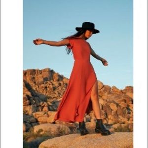 Urban Outfitters Lindsey Cap-Sleeve Side Slit Midi